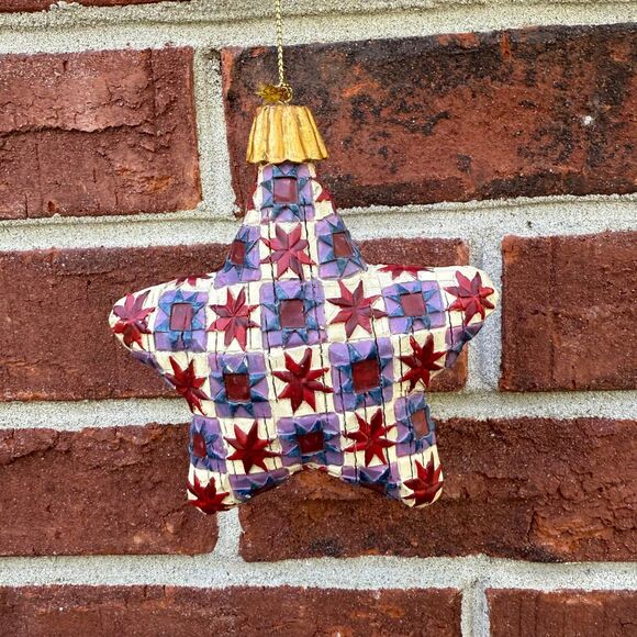 Jim Shore Christmas Ornament Star Heartwood Creek Multicolor Patchwork 2004 - Picture 4 of 9